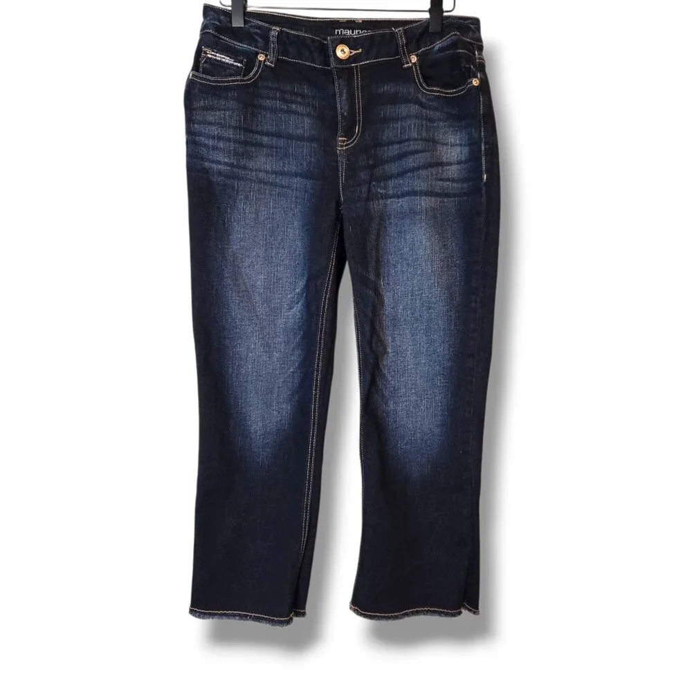Maurices jeans womens 5/6 Medium wash heavy-stitching cropped